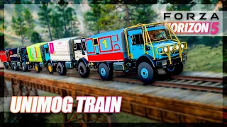 Forza Horizon 5 - Making a Unimog Train! (Wrecks & Fails)