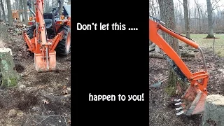 how to dig up tree stumps with a small tractor backhoe