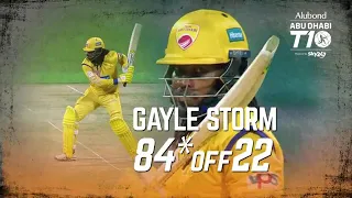 Gayle Storm in Abu Dhabi!Chris Gayle 26 of 84 in n t10 league Abu Dhabi!2021