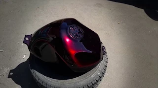 Покраска мотоцикла из красного кенди в черный цвет  'Кенди на черное' / Candy paint on black