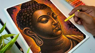 Gautam Buddha Drawing,  Oil Pastel Drawing,  Step By Step 😍