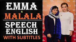 Impeccable English Speeches || EMMA WATSON & MALALA: Amazing Interview with Big Subtitles ||