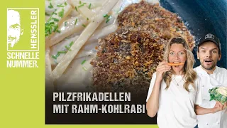 Schnelles Pilzfrikadellen mit Kohlrabi-Rahmgemüse Rezept von Steffen Henssler