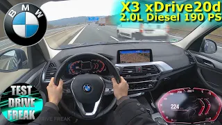 2020 BMW X3 xDrive20d 190 PS TOP SPEED AUTOBAHN DRIVE POV