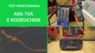 Test ładowarki AEG 15A ze wspomaganiem rozruchu