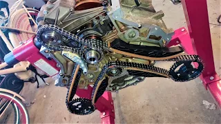 M113 engine rebuild - Part 12 - timing chain + oil pump + timingcase install