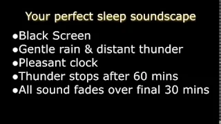 2 Hours Sleep Sound - rain, thunder, ticking clock, black screen