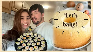 LET'S BAKE THE FLUFFIEST CHIFFON CAKE! (first attempt) HUSBAND MAKES SUSHI || German-Filipina