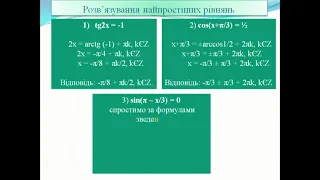 10 клас Алгебра 33 Найпростіші тригонометричні рівняння