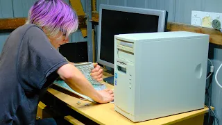 Angry Office Man Destroys Faulty Vintage Computer