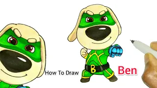 How To Draw Ben From Talking Tom Heroes Easy | Cartooning Cute Drawings