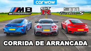 Porsche 911 Turbo vs BMW M8 vs Nissan GT-R: CORRIDA DE ARRANCADA