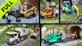 Road modification under the tunnel. RC Scale Excavator, Yanmar, Voegele, CAT, Scania Truck, Full.