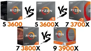 Ryzen 5 3600 vs Ryzen 5 3600X vs Ryzen 7 3700X vs Ryzen 7 3800X vs Ryzen 9 3900X