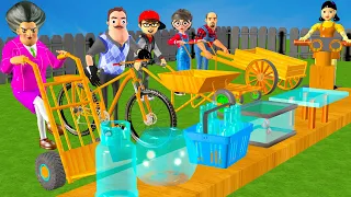 Scary Teacher 3D vs Squid Game Challenge Transporting Glass by Trolley 5 Time Miss T vs 5 neighbor