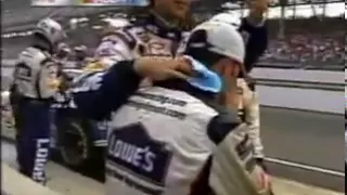 Jimmie Johnson at the Brickyard Crash Fire Crying Upset