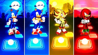 Sonic 🆚 Muscular Sonic 🆚 Super Shadow Sonic 🆚 Knuckles Exe | Sonic Tiles Hop EDM Rush