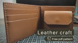 Making a bifold leather wallet with a coin pocket. Pattern
