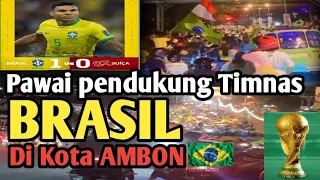 Pawai pendukung Timnas Brasil di Kota Ambon, BRA 1 VS SWS 0