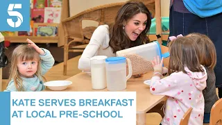 Duchess Kate helps serve breakfast at local nursery and pre-school | 5 News