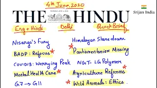 4th June, 2020 | Newspaper Brief | The Hindu | Srijan India