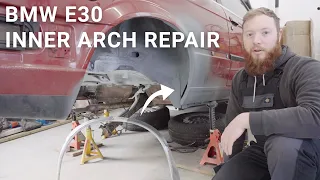 Inner Wheel Arch Repair Panel Welding Guide | Rusty BMW E30 Project Car Restoration | 019