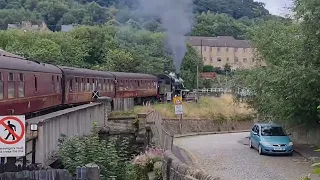 BR standard 2 78022 departs Keighley on the @KwvrUkRailway