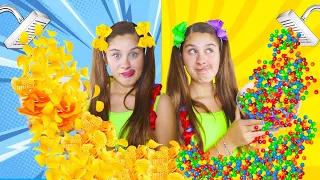 THE FUNNIEST VIDEOS OF M&MS MAGIC SHOWER AND MILENINHA CHIPS - Kids Video Compilation