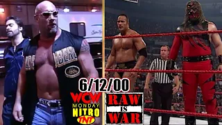 WWF RAW vs. WCW Nitro - June 12, 2000 Full Breakdown - Goldberg Turns Heel - Rock v Kane/Taker v MHF