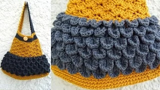 Crochet Purse Tutorial: Crocodile Stitch Bag With Scale And Shell Design