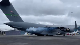 U.S. Air Force C-17 Globemaster, Getting Ready For Antarctica. Plus Take Off & Fly Over..