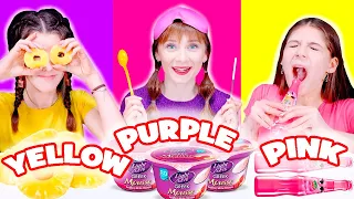 ASMR Purple Food VS Yellow Food VS Pink Food Eating