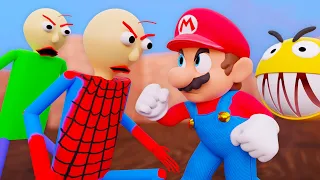 Best of Pacman vs Baldi and Spider Baldi with Sonic and Mario