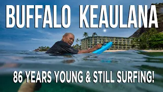 Legendary Hawaiian Surfer Buffalo Keaulana Catching His First Wave After Healing From Lymphoma.