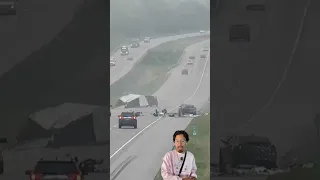 Iowa DOT video shows scary moment when a car merging on I-380 causes a crash