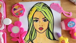 Baddie makeup with kids cosmetic  ASMR 💄!! Satisfying  blind bag asmr !! Paper DIY baddies !!