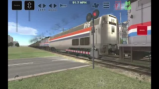 Amtrak delivery train delivering the gg1 Pennsylvania in train and Rail Yard simulator at 93 mph