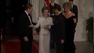 The Reagan's at the Arrival of Prince Charles and Princess Diana on November 9, 1985