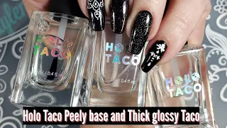 Simply Peel off base coat, and Thick Glossy Taco review