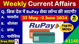 2 June 2024 Daily Current Affairs | Weekly Current Affairs| Current Affairs in Hindi | Static GK