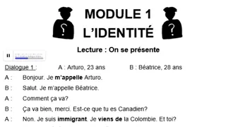 L’IDENTITÉ / ON SE PRÉSENTE / le français Québécois