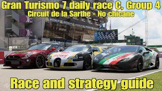 Gran Turismo 7 daily race C race and strategy guide....Group 4....Circuit de la Sarthe - No chicane