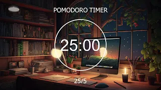 25/5 Pomodoro Timer - Relaxing Lofi, Deep Focus, Study With Me, Stay Motivated