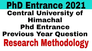 Central University of Himachal Phd Entrance Previous Year Question 2020 of Research Methodology