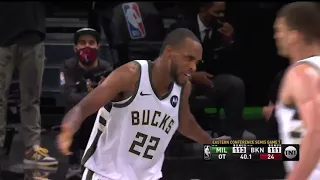 Khris Middleton hits clutch shot in overtime to take the lead!🥶 Bucks Vs Nets Game 7