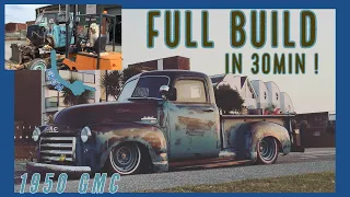 FULL BUILD: 1950 GMC 3yr in 30min! Sidestep AD , 1uz V8 ,Air Ride Pickup Truck . patina 3100.