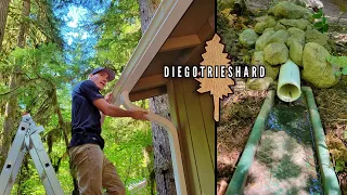 Installing Gutters & Drainage Pipe at My Off Grid Cabin