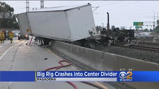 Big Rig Crashes In Pasadena Causing Fire, Shutting Rail Service