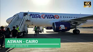 AirCairo Boeing 737-8 | Aswan to Cairo with Pyramids of Giza View | Egypt | 4K