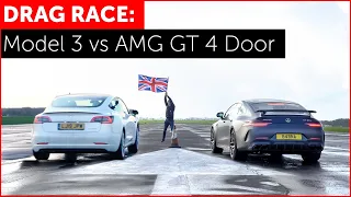 DRAG RACE! Tesla Model 3 Performance vs Mercedes-AMG GT 63 S 4 Door Edition 1